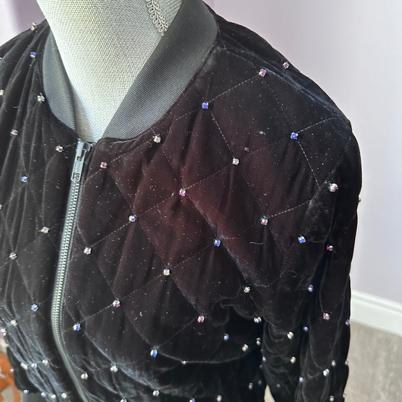 Parker Meredith Velvet Bomber Jacket With Rhinestones - Picture 8 of 11